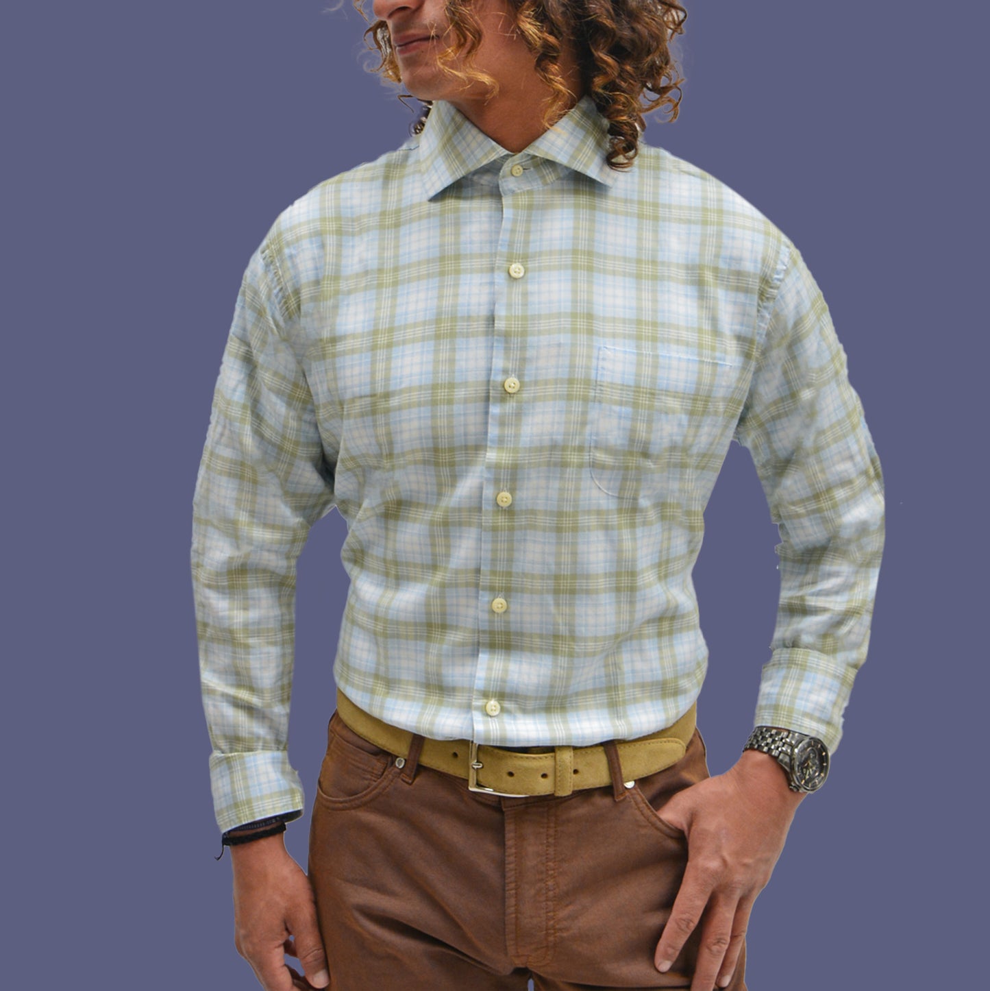 Peter Millar - green plaid shirt