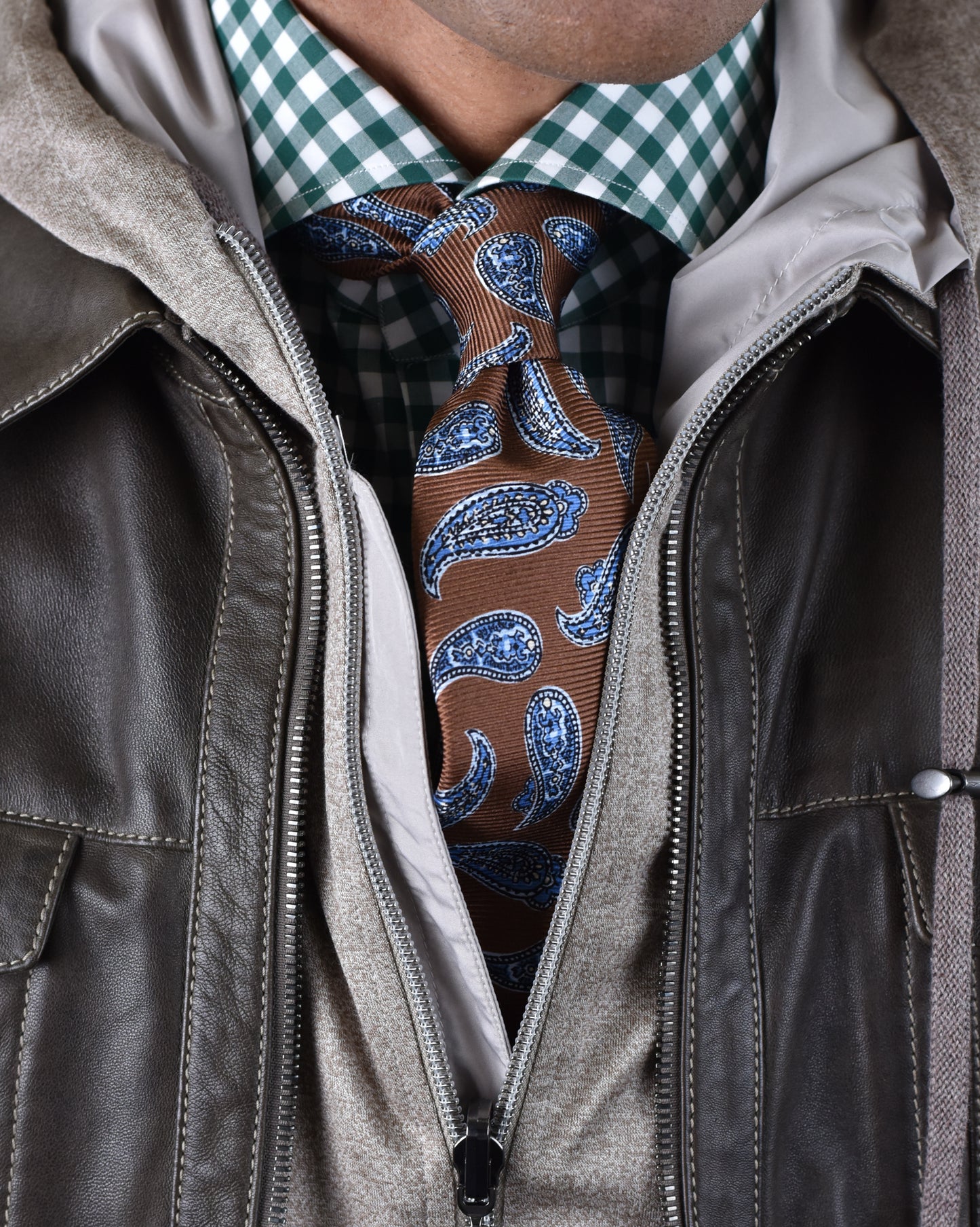 Khakis of Carmel - Olive Leather Button-Front Jacket