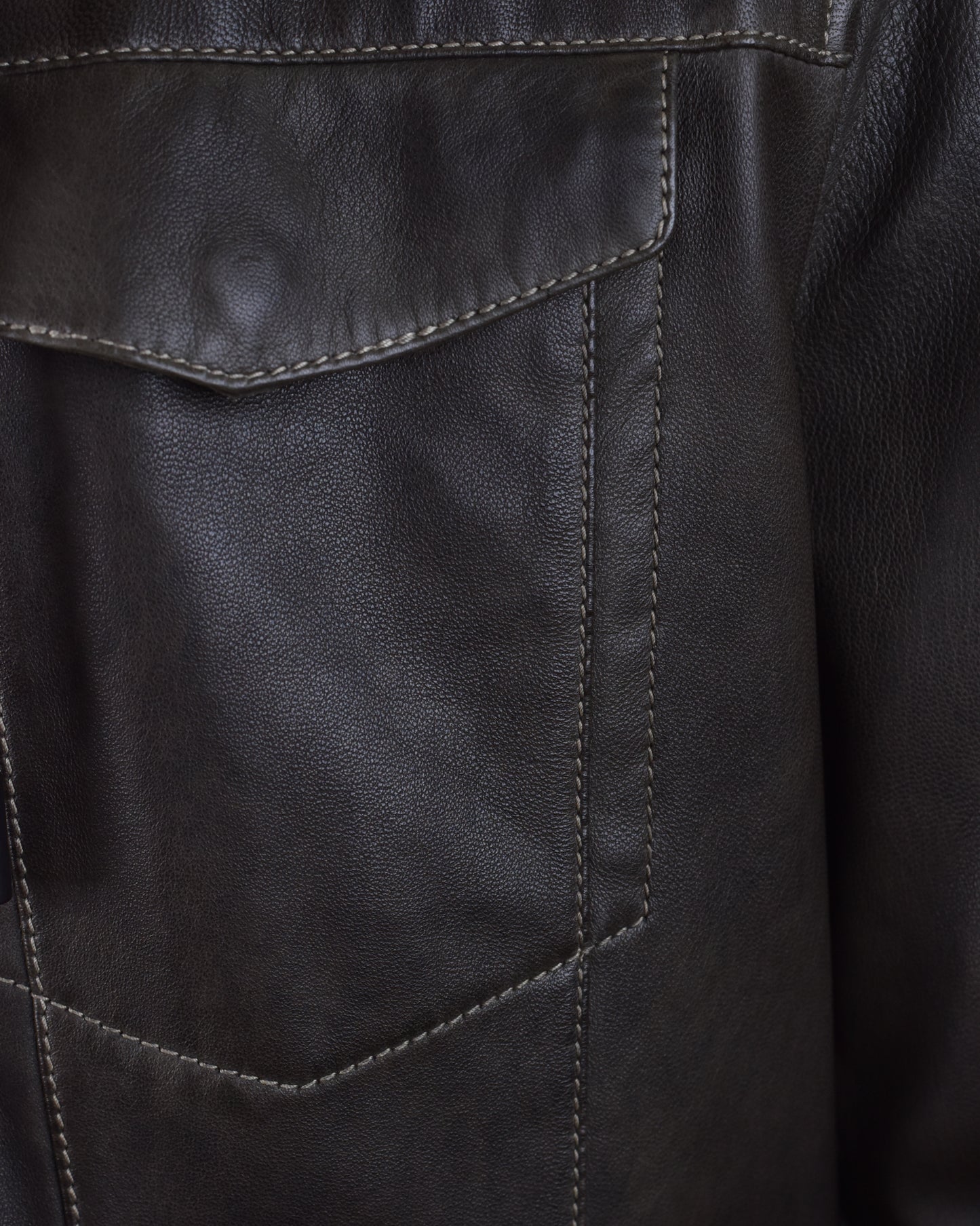 Khakis of Carmel - Olive Leather Button-Front Jacket