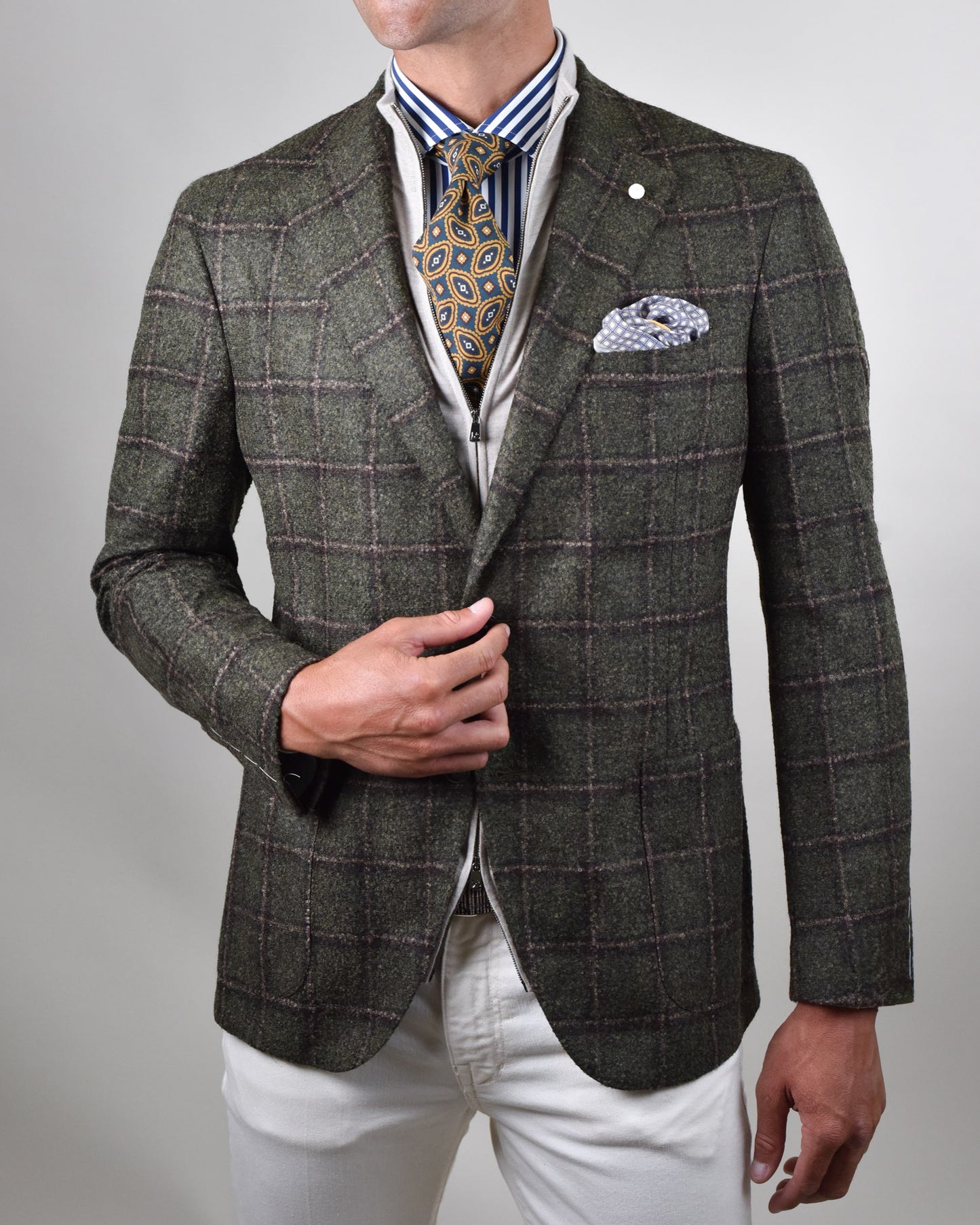 Khakis of Carmel - Olive checked Sport Coat