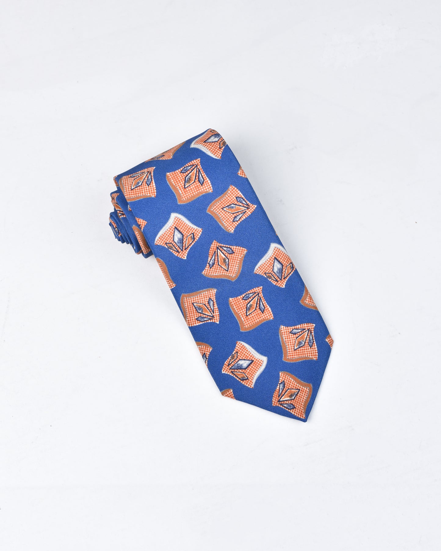 khakis of Carmel - silk printed tie in Blue and Orange