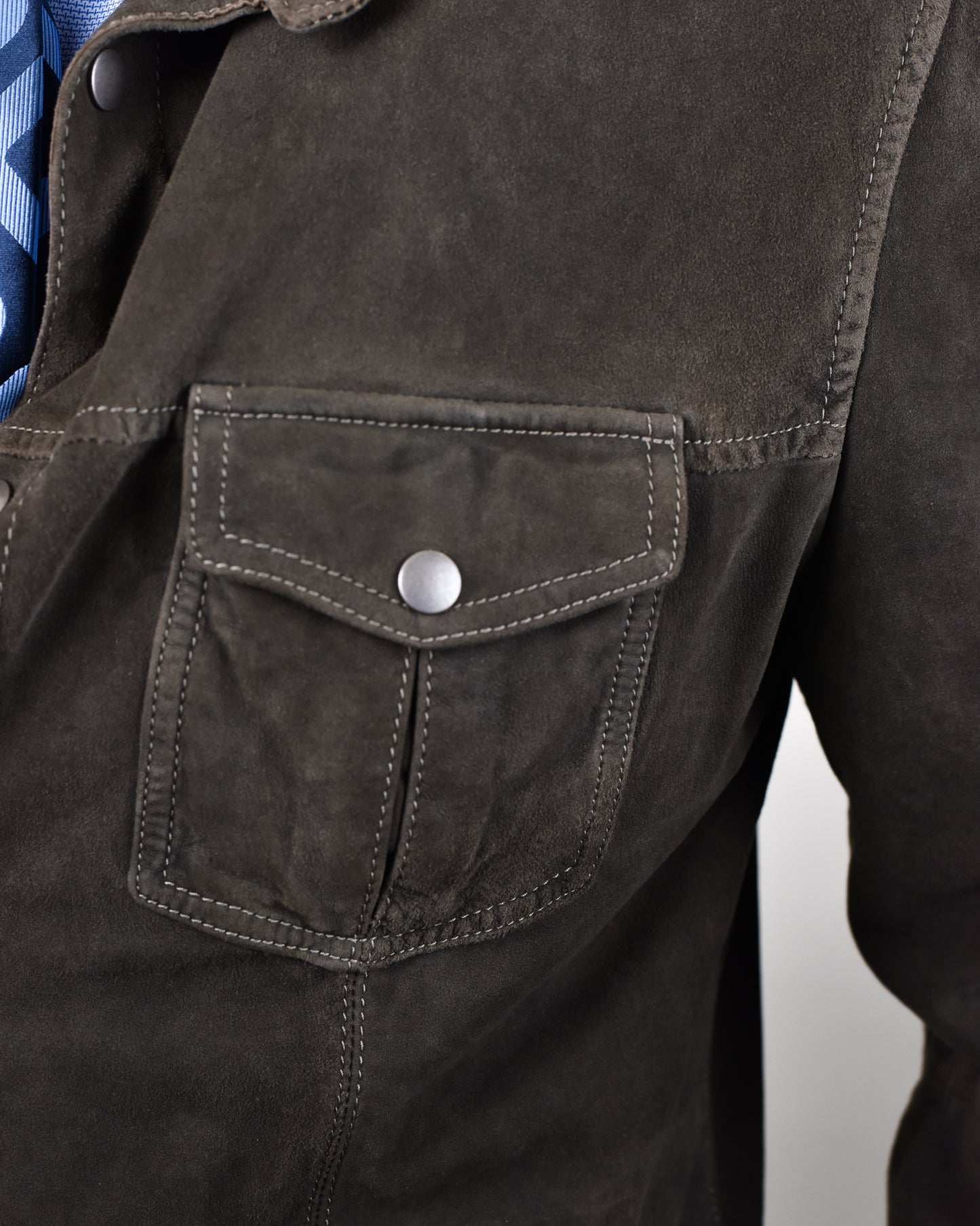 Khakis of Carmel - Olive Leather Button-Front Jacket
