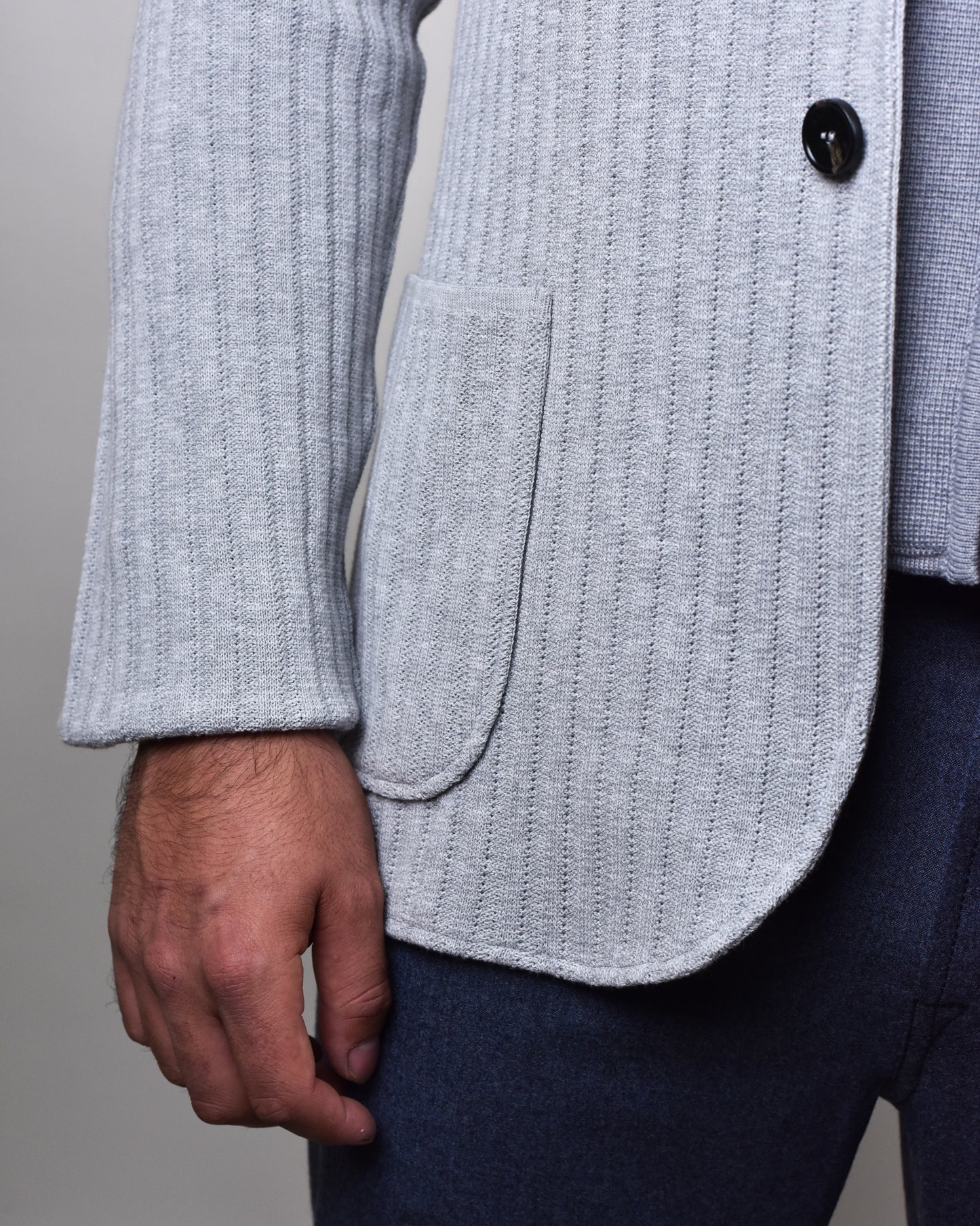 Maurizio Baldassari - Grey Rib Stitch Swacket
