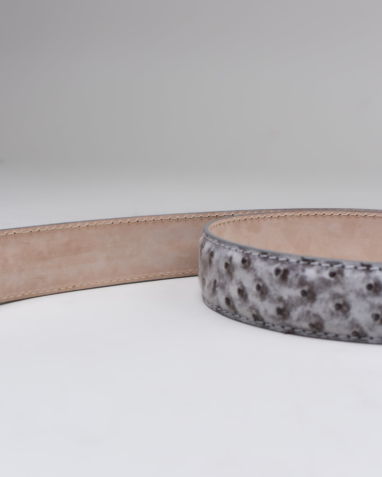 Khaki’s of Carmel - Handcrafted Ostrich White Smoke Belt
