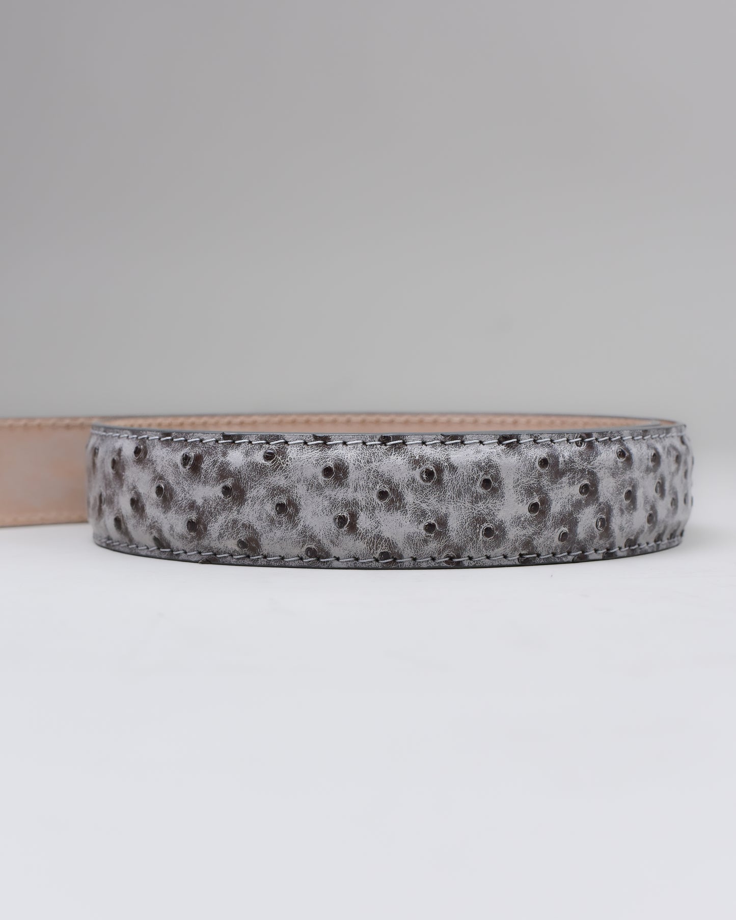 Khaki’s of Carmel - Handcrafted Ostrich White Smoke Belt