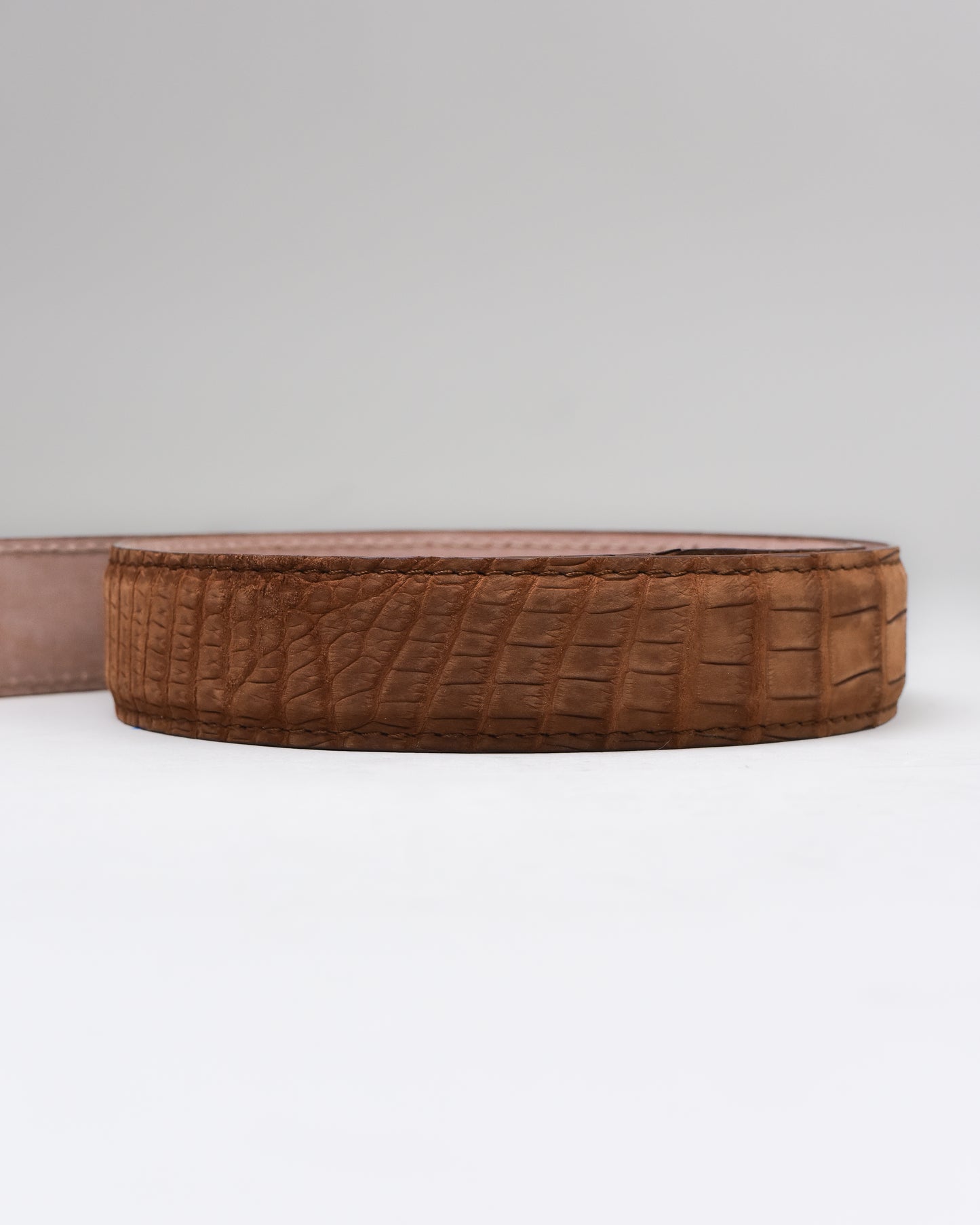 Khaki’s of Carmel - Handcrafted Buffed American Alligator Chestnut Belt
