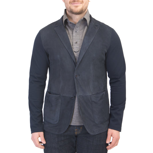 Khakis Carmel Suede Shirt Jacket in Navy