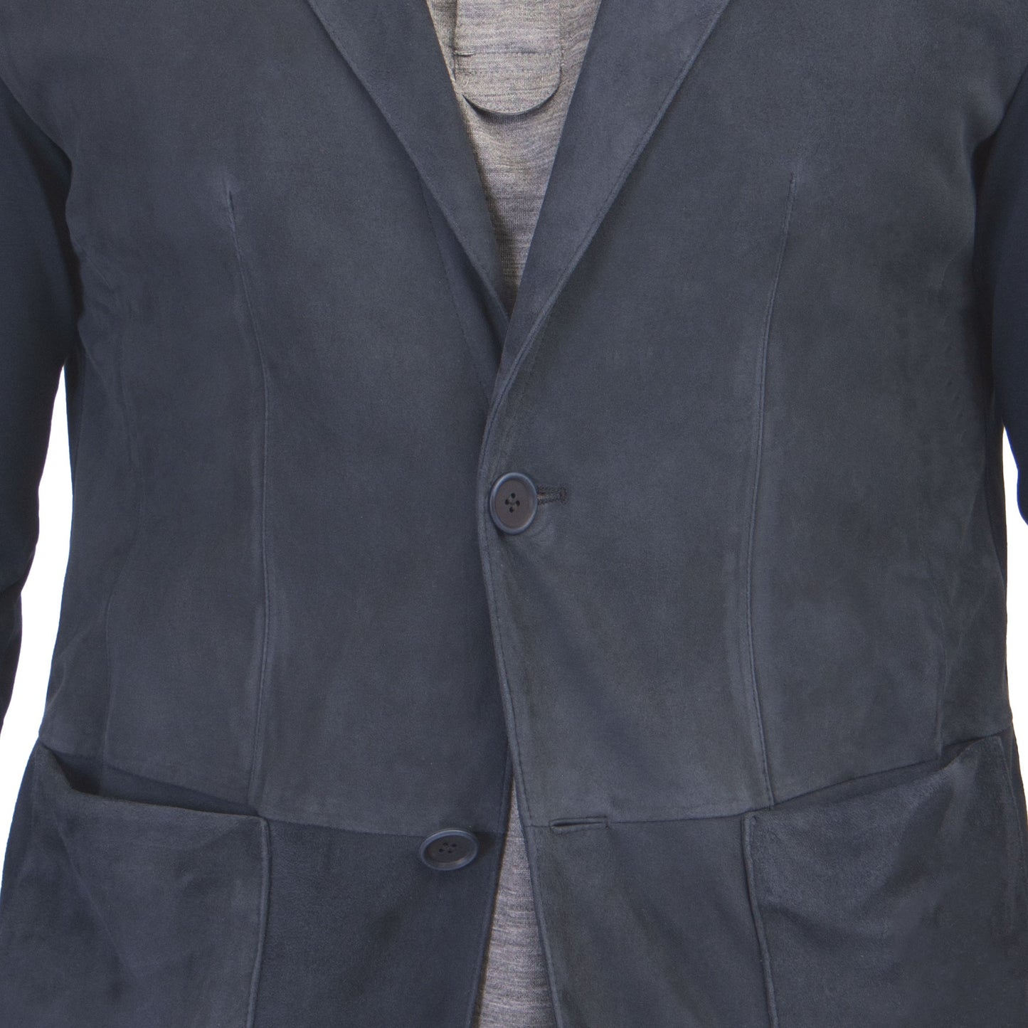 Khakis Carmel Suede Shirt Jacket in Navy