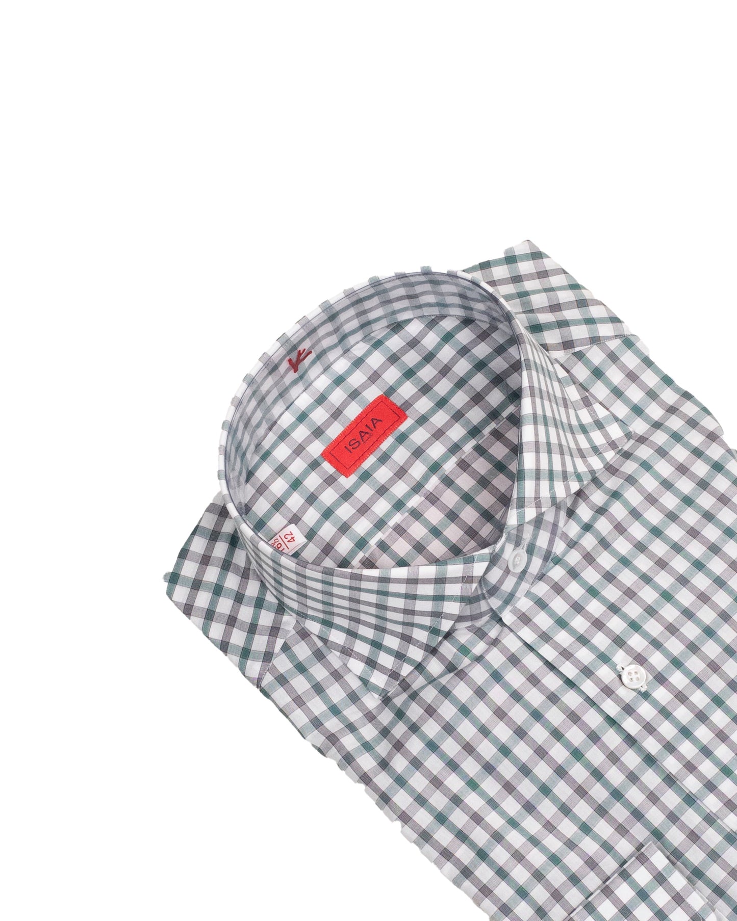 isaia grey check dress shirt