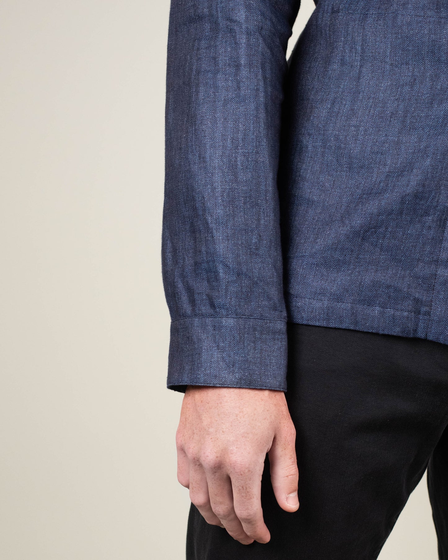 khakis brand ink blue linen overshirt