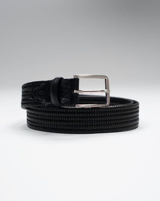 martin dingman black stretch leather belt