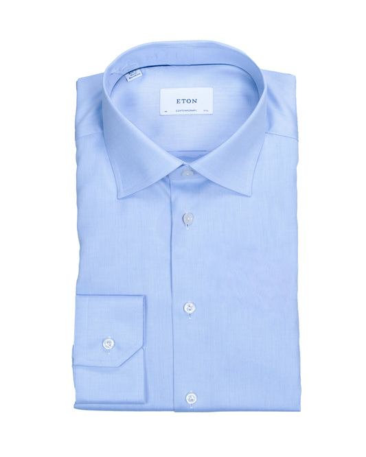 eton cont blue woven dress shirt