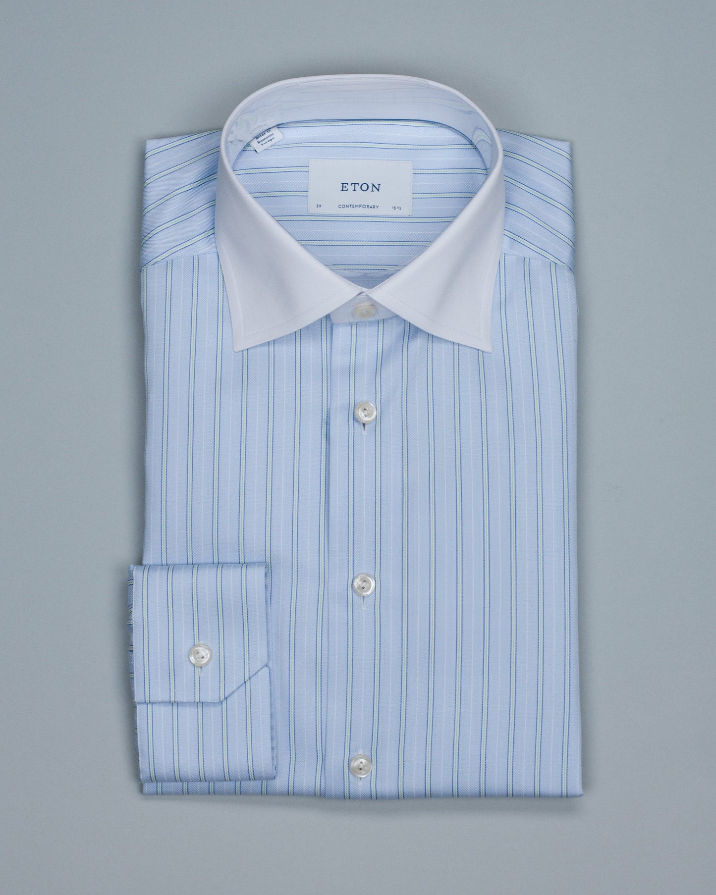eton lt blue stripe shirt