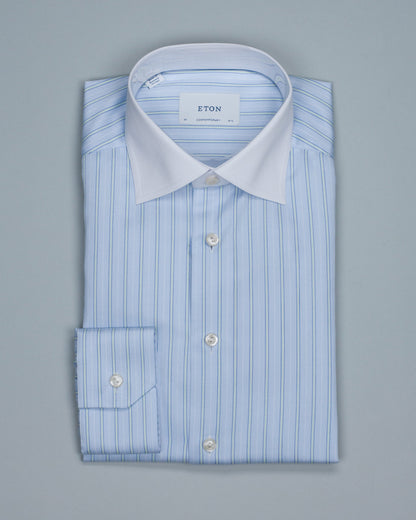 eton lt blue stripe shirt
