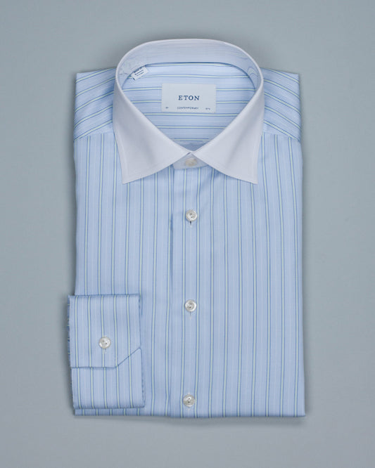eton lt blue stripe shirt