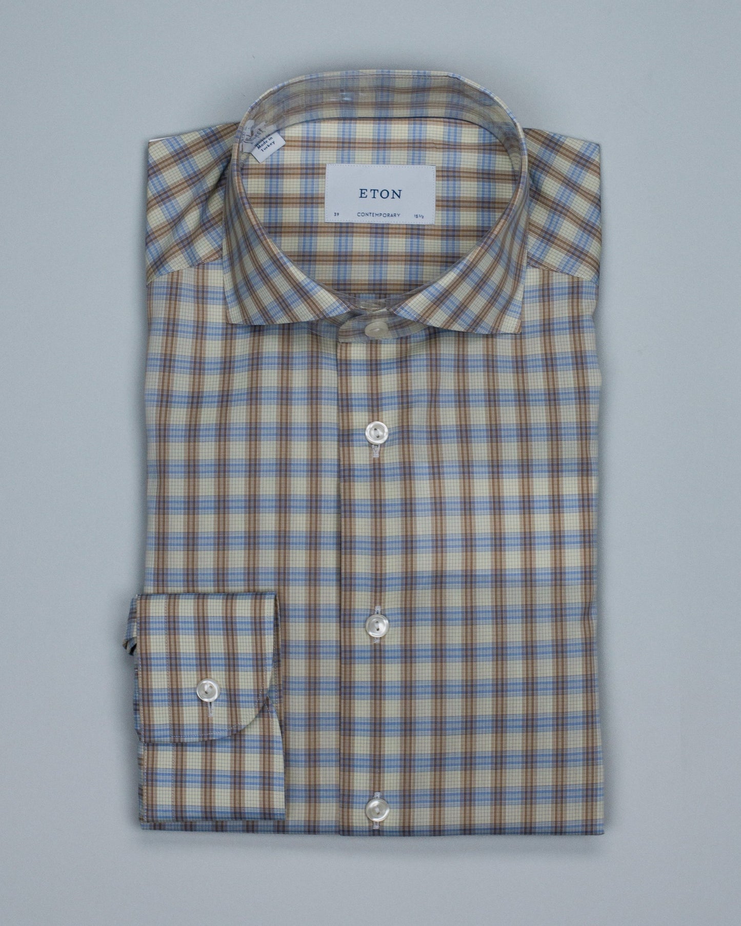 eton tan plaid shirt