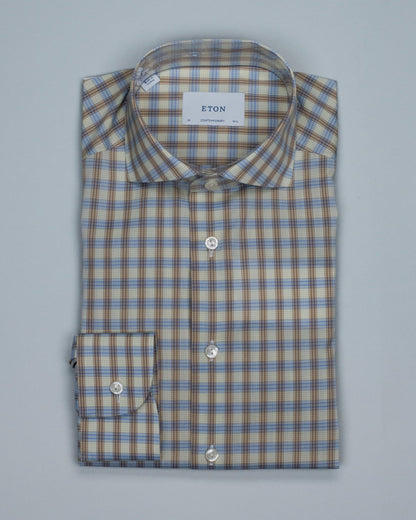 eton tan plaid shirt