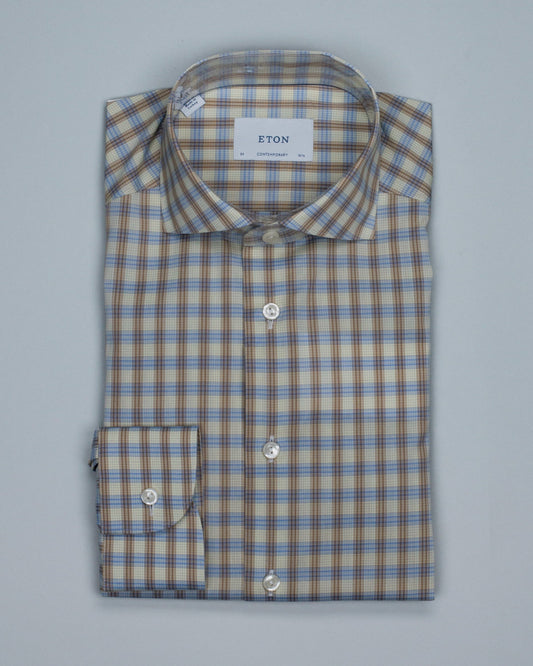 eton tan plaid shirt