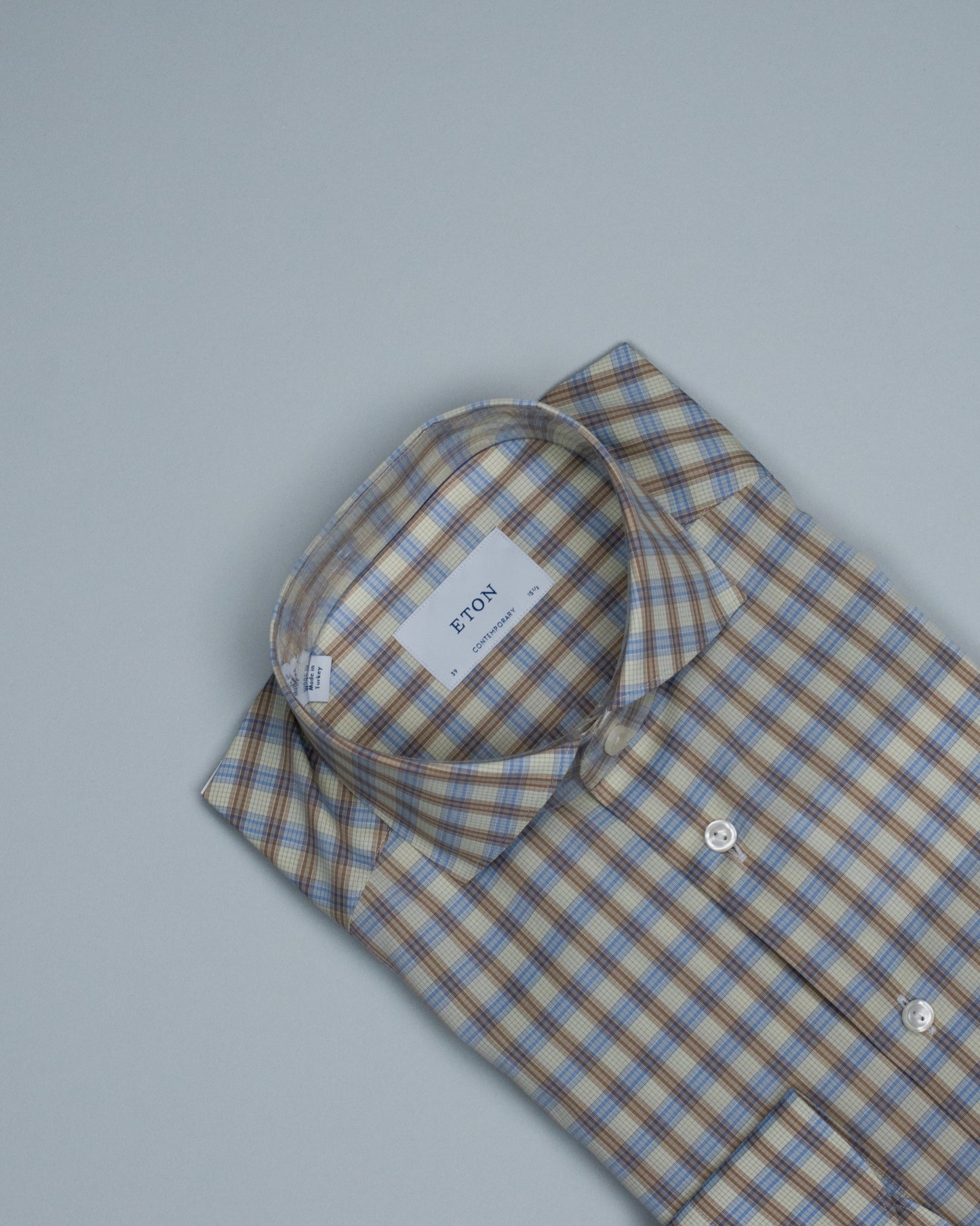 eton tan plaid shirt
