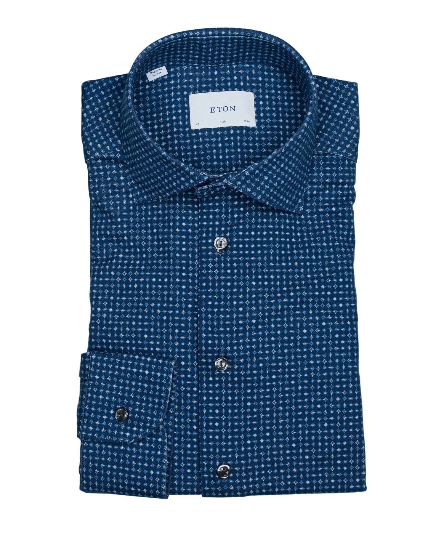 eton navy geo stretch shirt