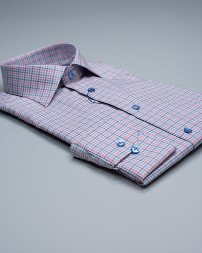 eton brown and navy minicheck shirt