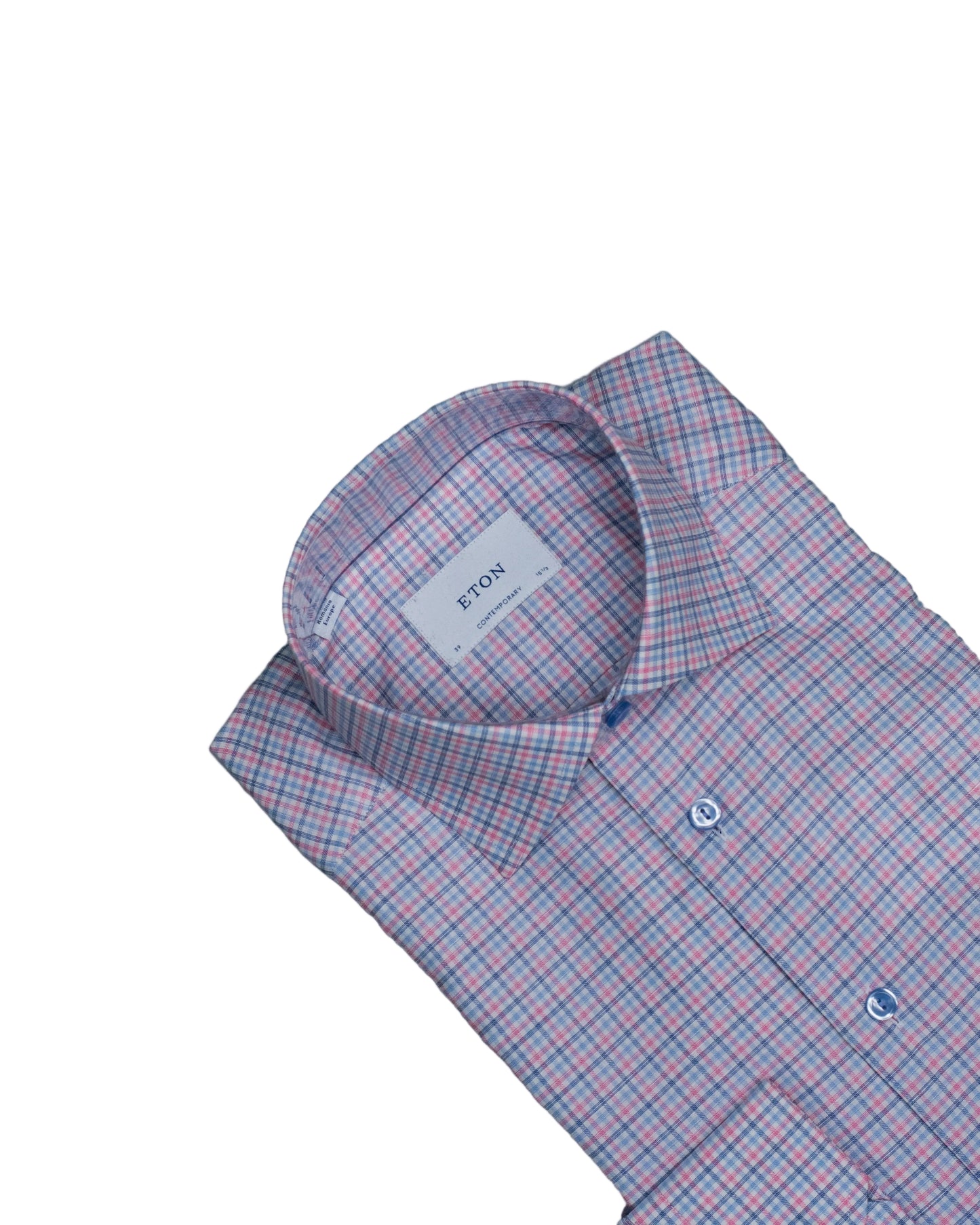 eton brown and navy minicheck shirt