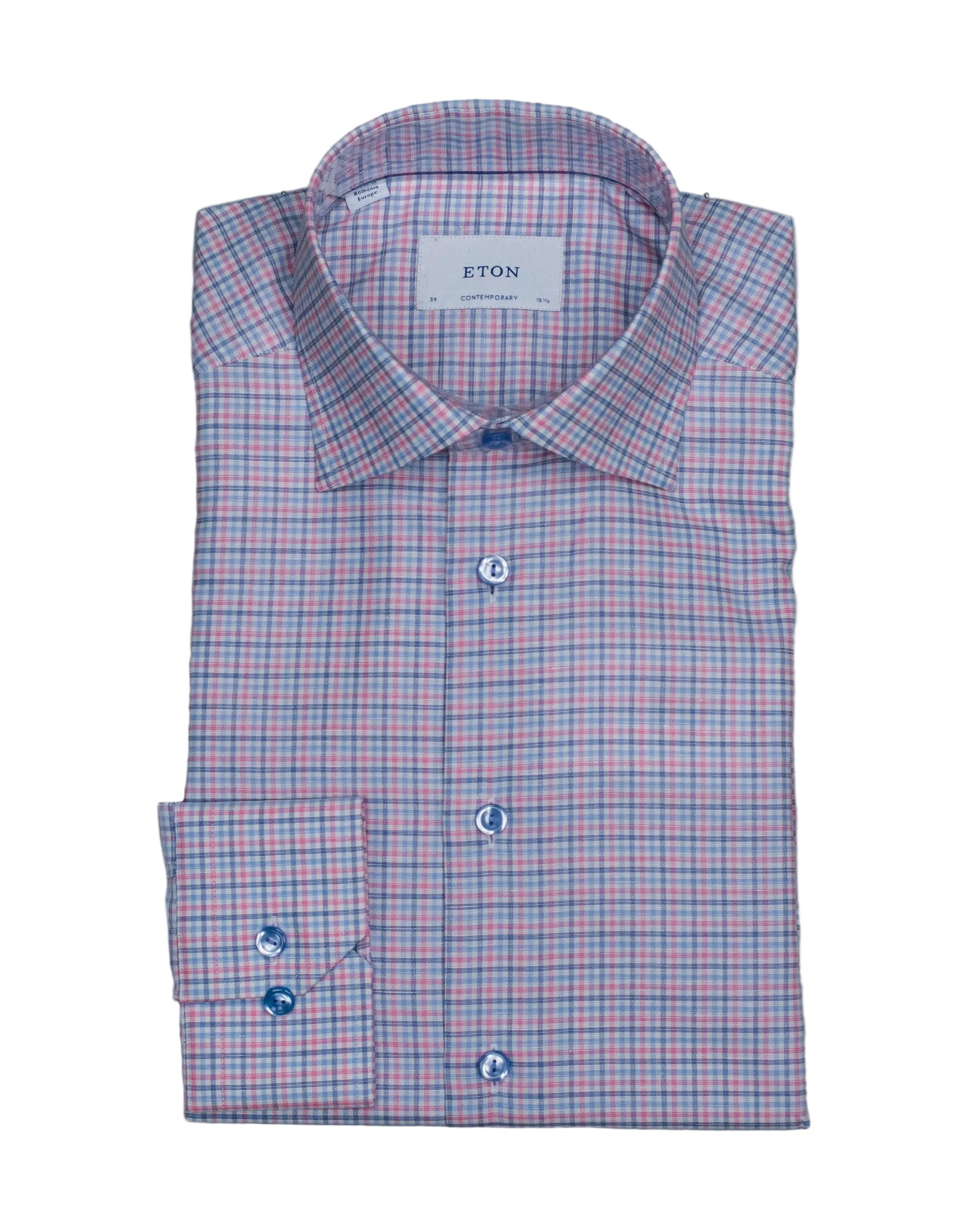 eton dress shirts eton brown and navy minicheck shirt – khakis of carmel