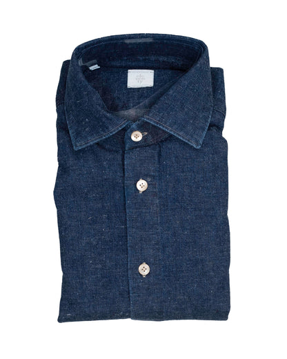 eleventy blue nap denim shirt