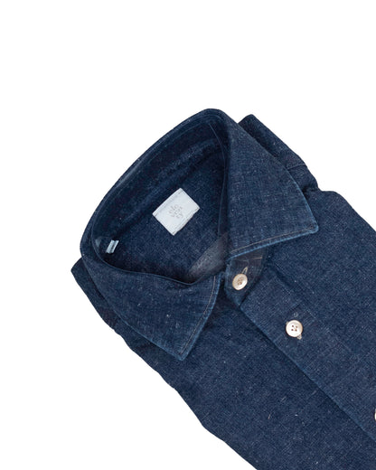 eleventy blue nap denim shirt