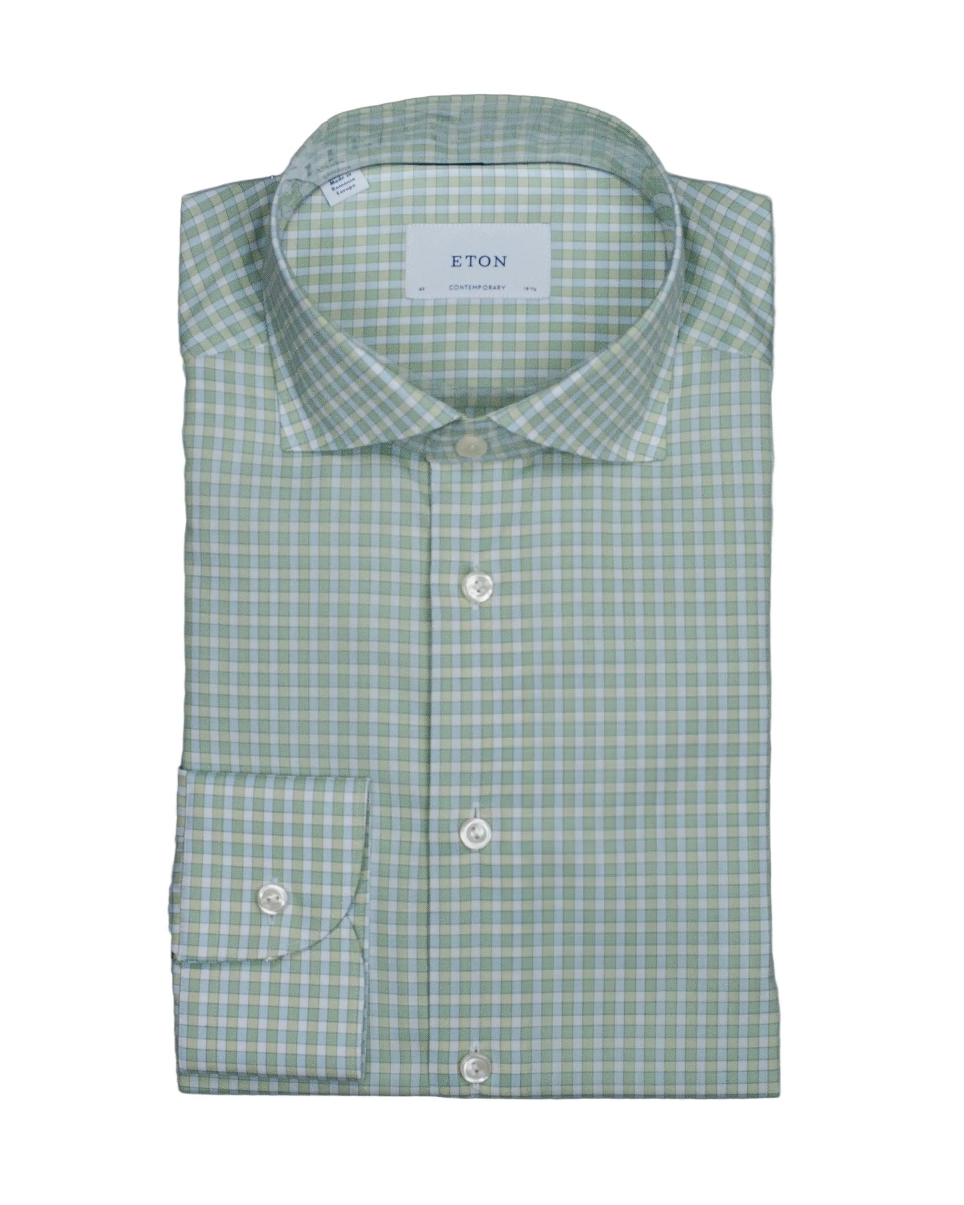eton lt green check shirt – khakis of carmel
