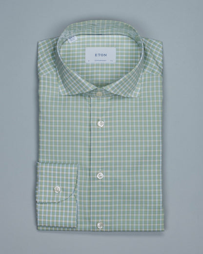eton lt green check shirt