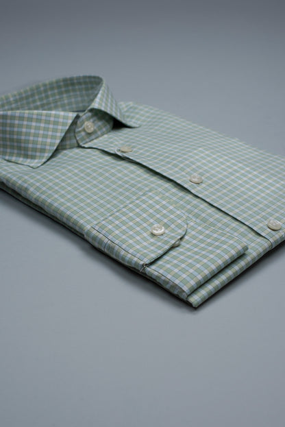 eton lt green check shirt