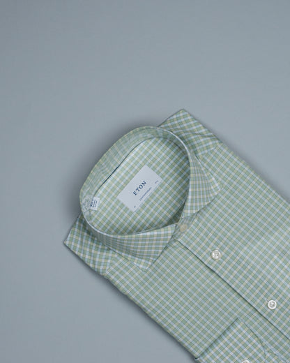eton lt green check shirt