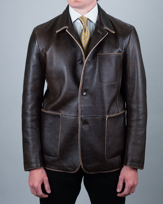 khakis brand brown leather jacket