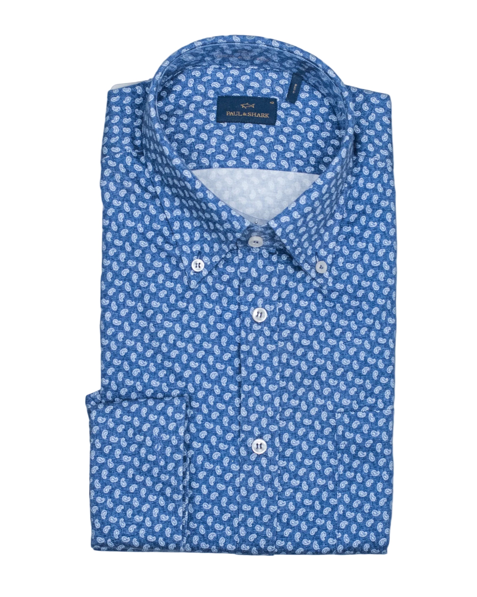 paul and shark blue paisley shirt  khakis of carmel