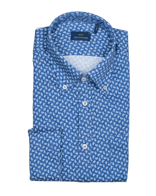 paul and shark blue paisley shirt