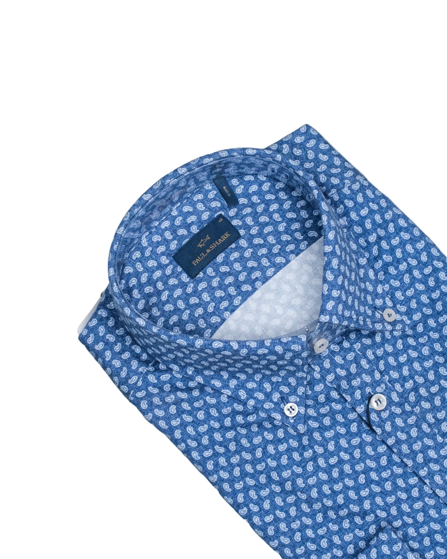 paul and shark blue paisley shirt