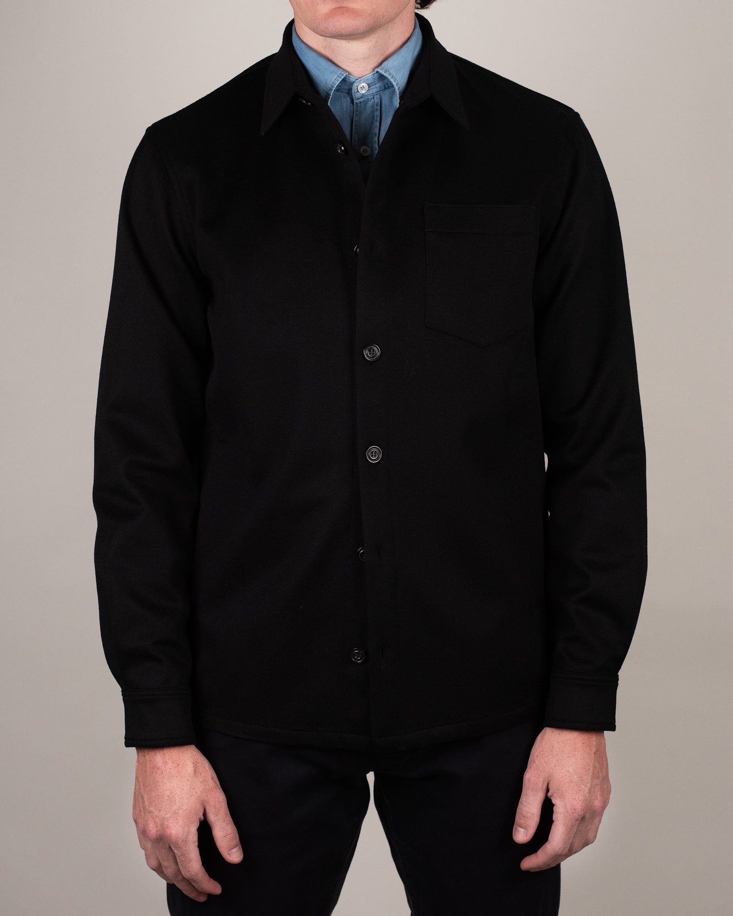 paul and shark black lp cashmere overshirt