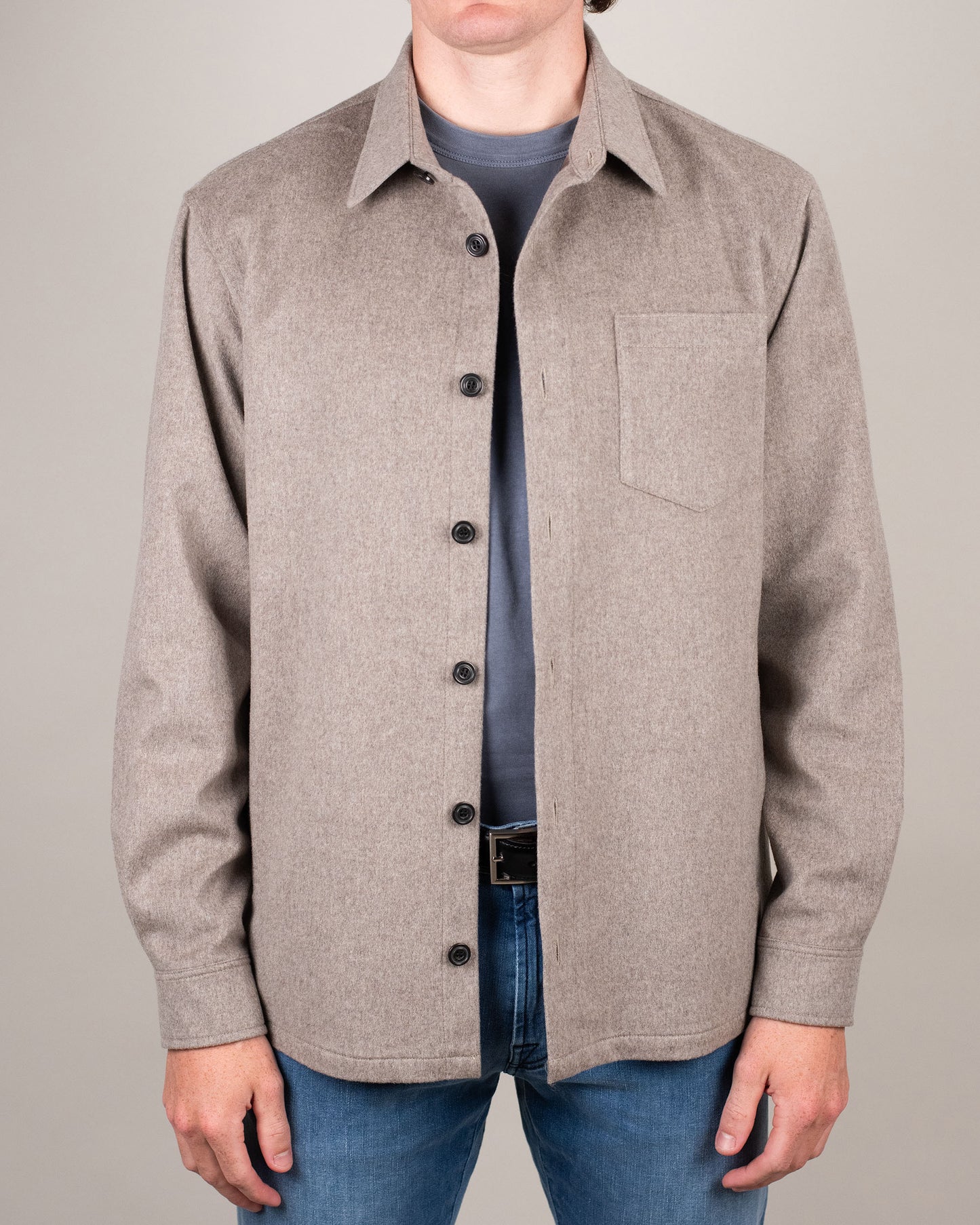paul and shark taupe lp cashmere overshirt