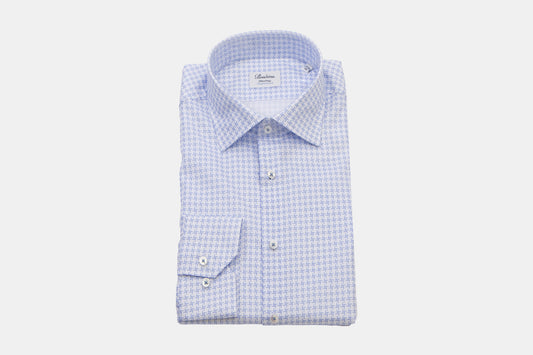 khakis of Carmel - white with blue pattern modern fit shirt