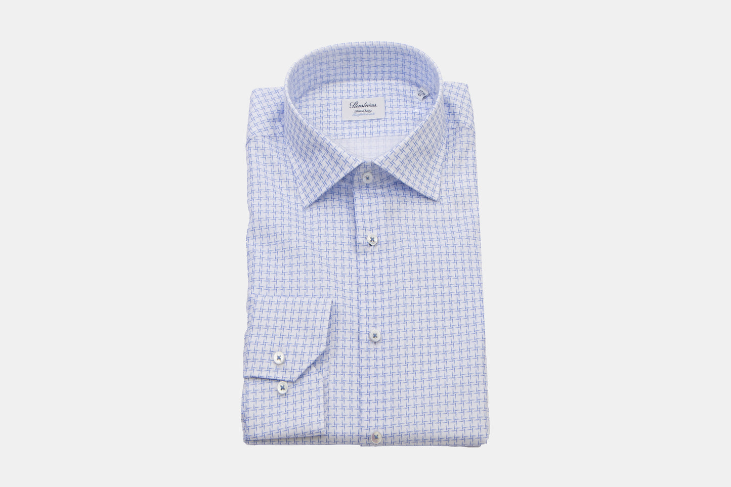 khakis of Carmel - white with blue pattern modern fit shirt