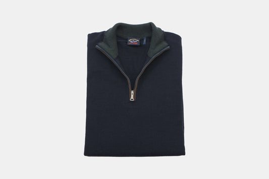 khakis of Carmel - navy wool quarter zip sweatshirt