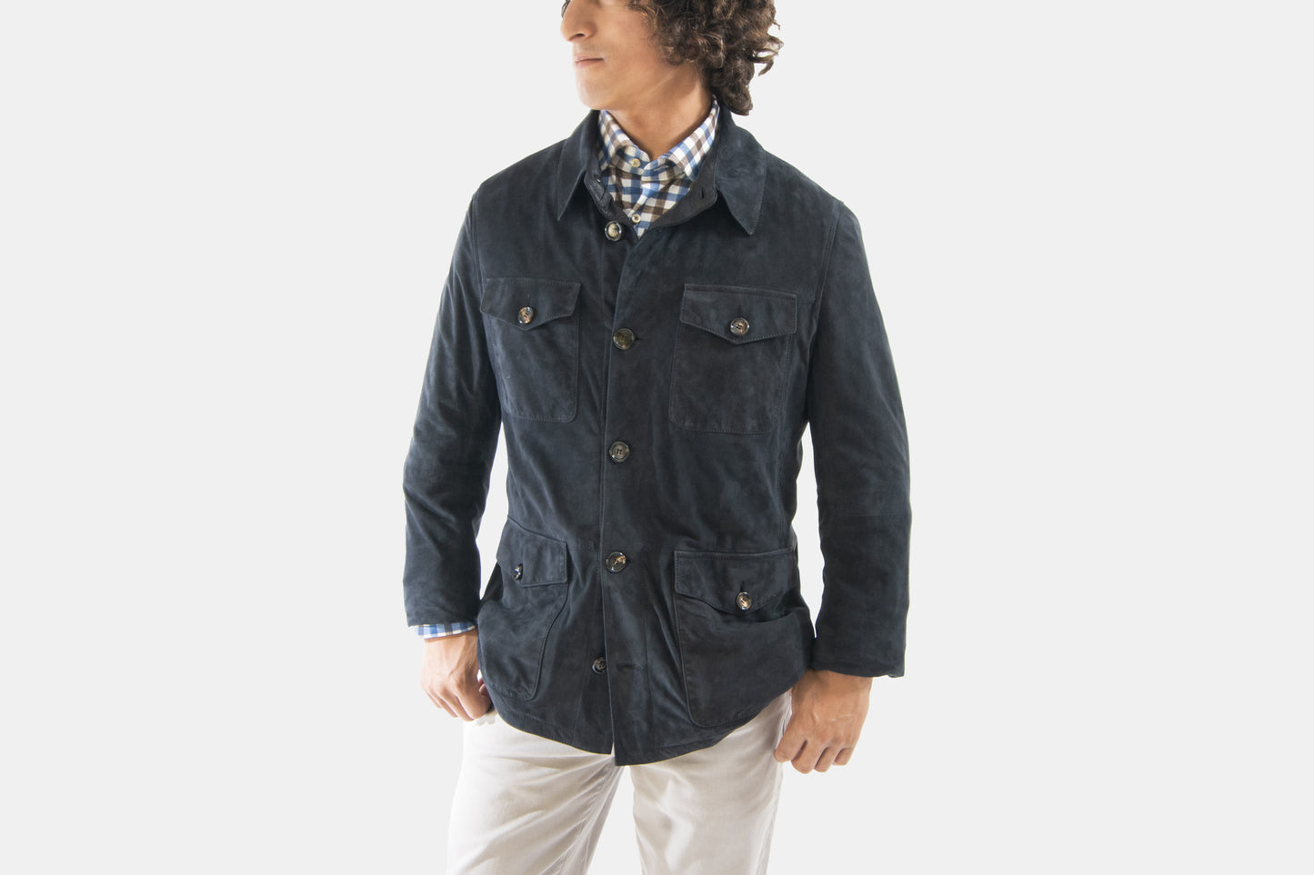 khakis of Carmel - navy suede jacket