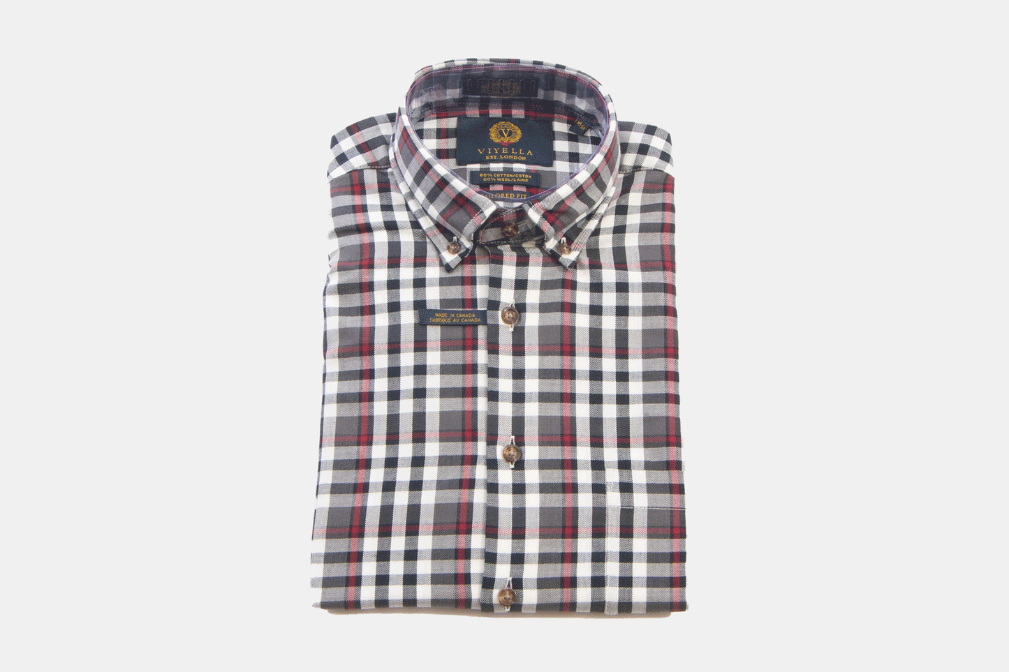 khakis of Carmel - brown plaid shirt with red accents