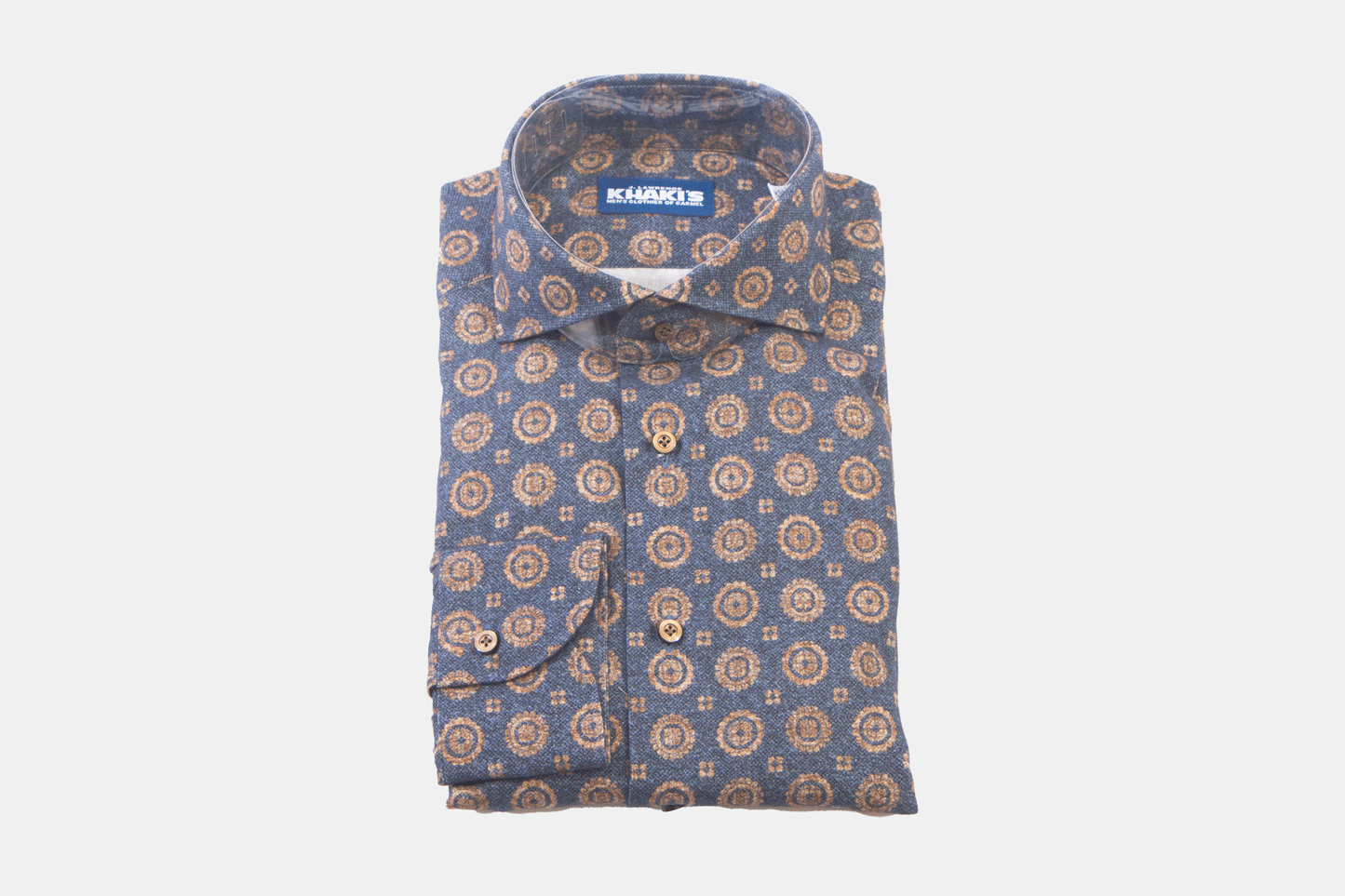 khakis of Carmel -  blue geometrical pattern shirt