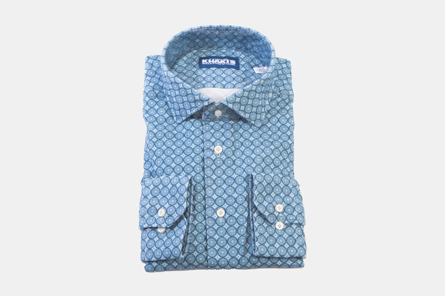 khakis of Carmel - cerulean birdseye mosaic pattern shirt