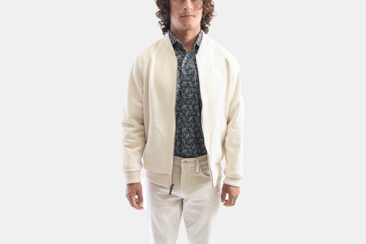 khakis of Carmel - beige bomber jacket