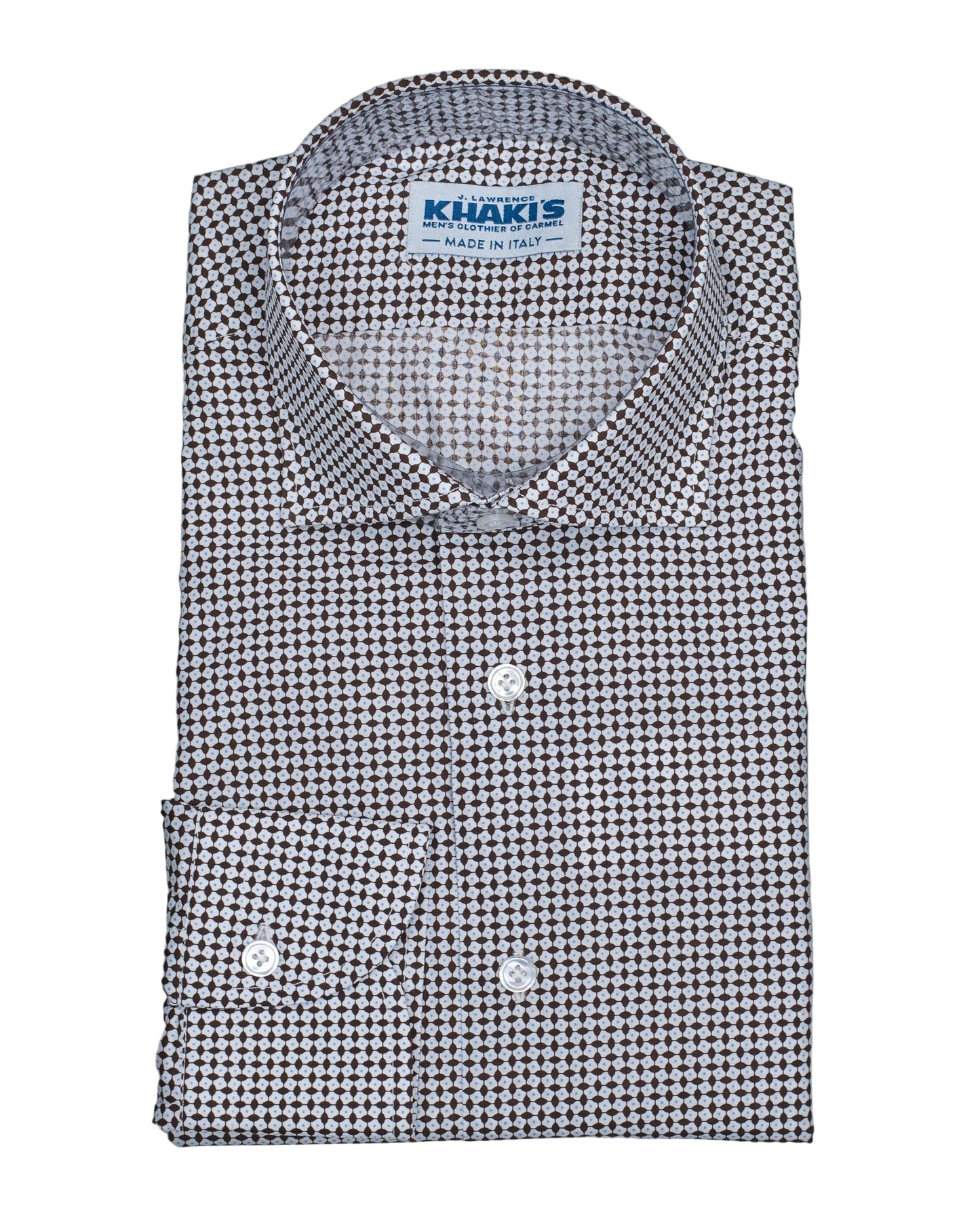 khakis brand brown print shirt