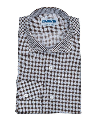 khakis brand brown print shirt