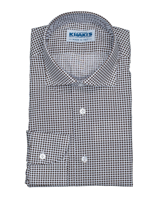 khakis brand brown print shirt